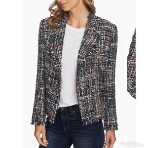CeCe tweed multicolor moto blazer jacket size 12 new with tag